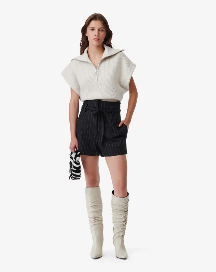 IRO AVONA ZIPPEREDCOLLAR SWEATER Ecruwhite Women Knits