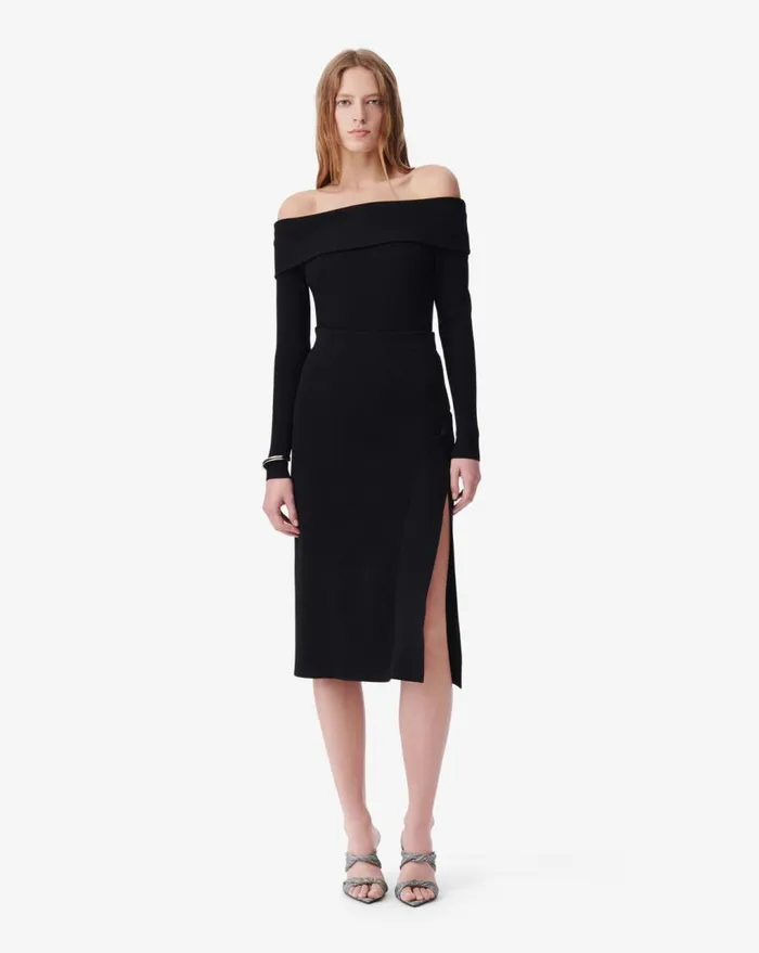 IRO AYOKO RIBBED MIDI SKIRT Black Women Shorts and Skirts