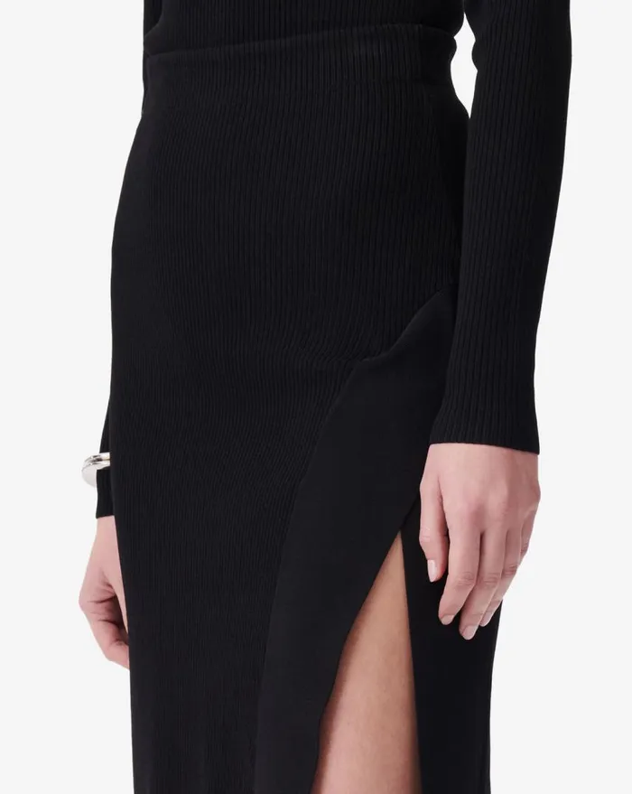 IRO AYOKO RIBBED MIDI SKIRT Black Women Shorts and Skirts