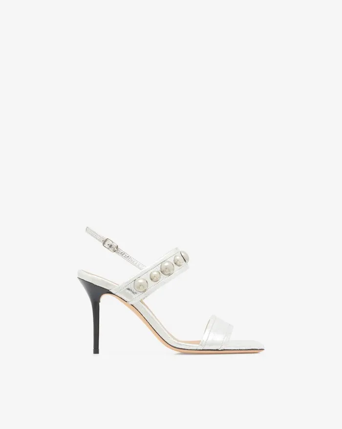 IRO CHLORITE SILVER HIGHHEELED LEATHER SANDALS Silver Women Sandals