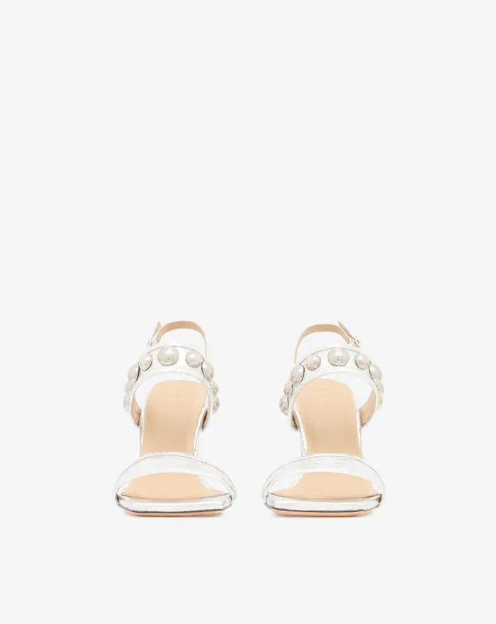IRO CHLORITE SILVER HIGHHEELED LEATHER SANDALS Silver Women Sandals