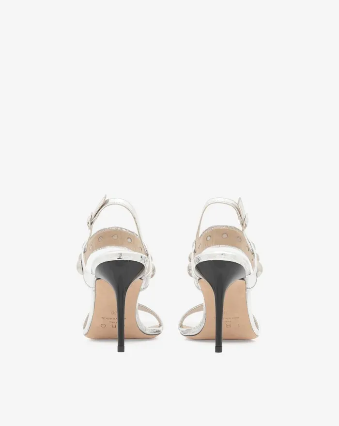 IRO CHLORITE SILVER HIGHHEELED LEATHER SANDALS Silver Women Sandals