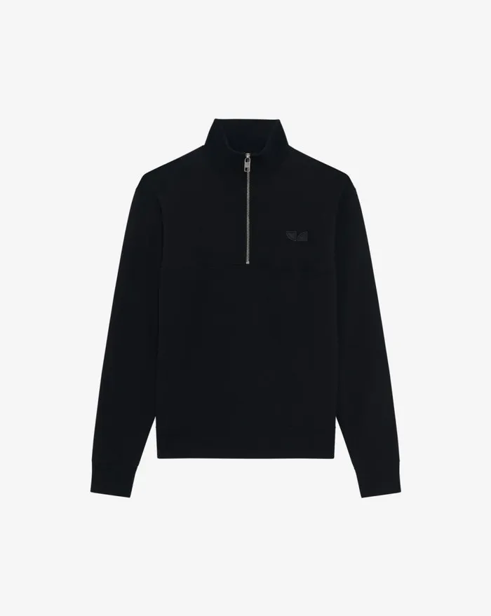 IRO DEVONN SWEATSHIRT WITH ZIPUP NECKLINE Black Men Sweaters