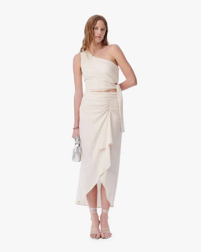 IRO ECTRA GATHERED MIDI WRAP SKIRT Champagne Women Shorts and Skirts