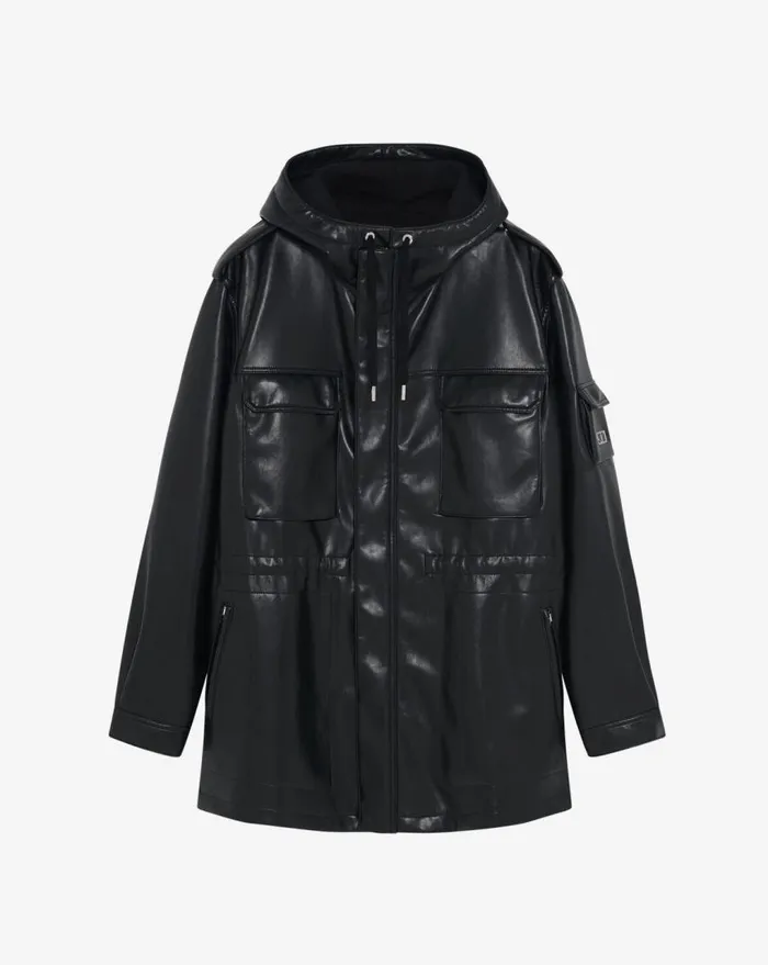 IRO EFHIO VEGAN LEATHER PARKA Black Men Jackets and Coats