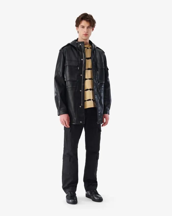 IRO EFHIO VEGAN LEATHER PARKA Black Men Jackets and Coats