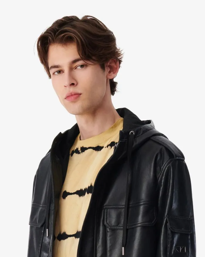 IRO EFHIO VEGAN LEATHER PARKA Black Men Jackets and Coats