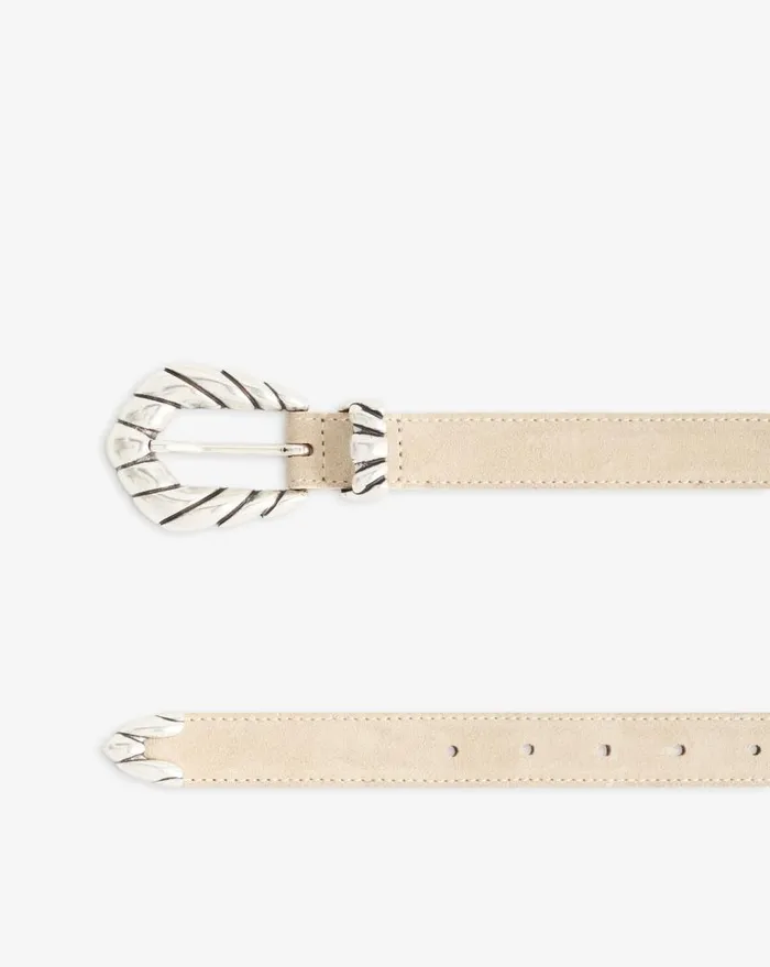 IRO EMBELLA BABY SUEDE LEATHER BELT Beige Women Belts