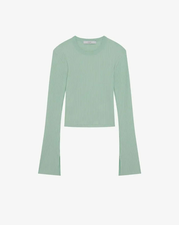 IRO ERSILIA ROUND NECK RIBBED TSHIRT Aqua Women Tshirts