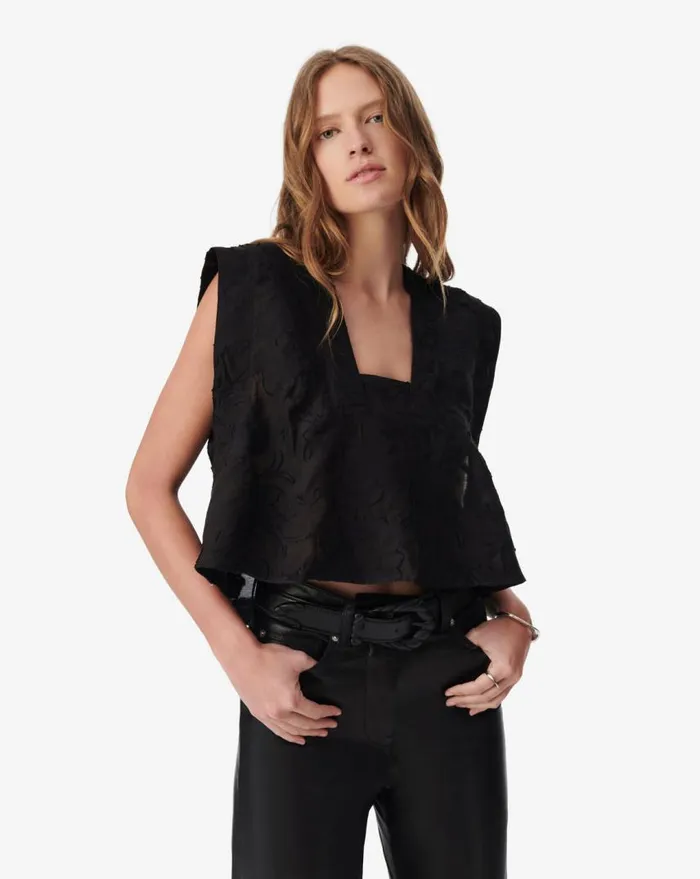 IRO FLORENA JACQUARD VNECK TOP Black Women Tops and Shirts
