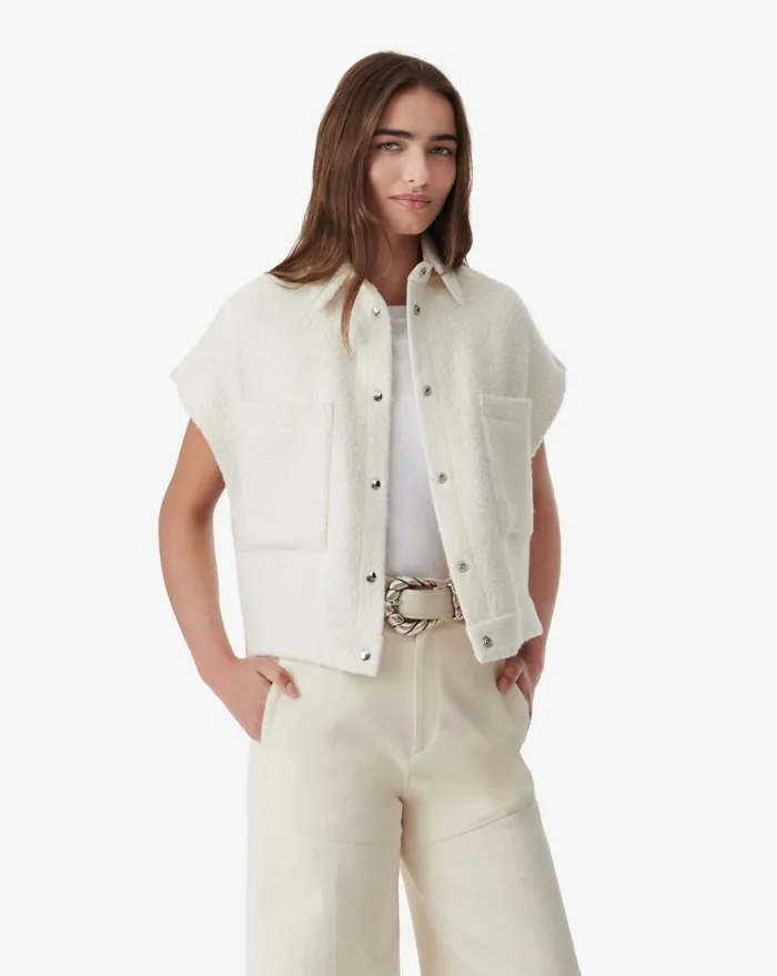 IRO JAINE CROPPED JACKET Ecru Women Jackets and Coats