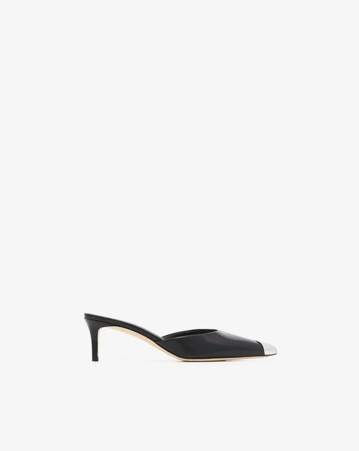 IRO KAIA VINYL MULES Black Holographic Women Sandals
