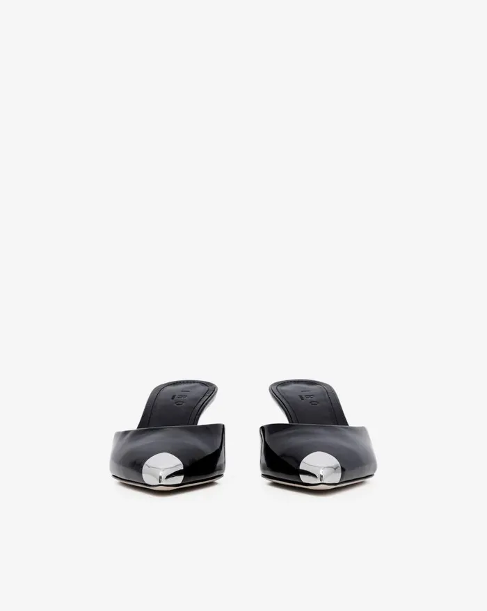 IRO KAIA VINYL MULES Black Holographic Women Sandals