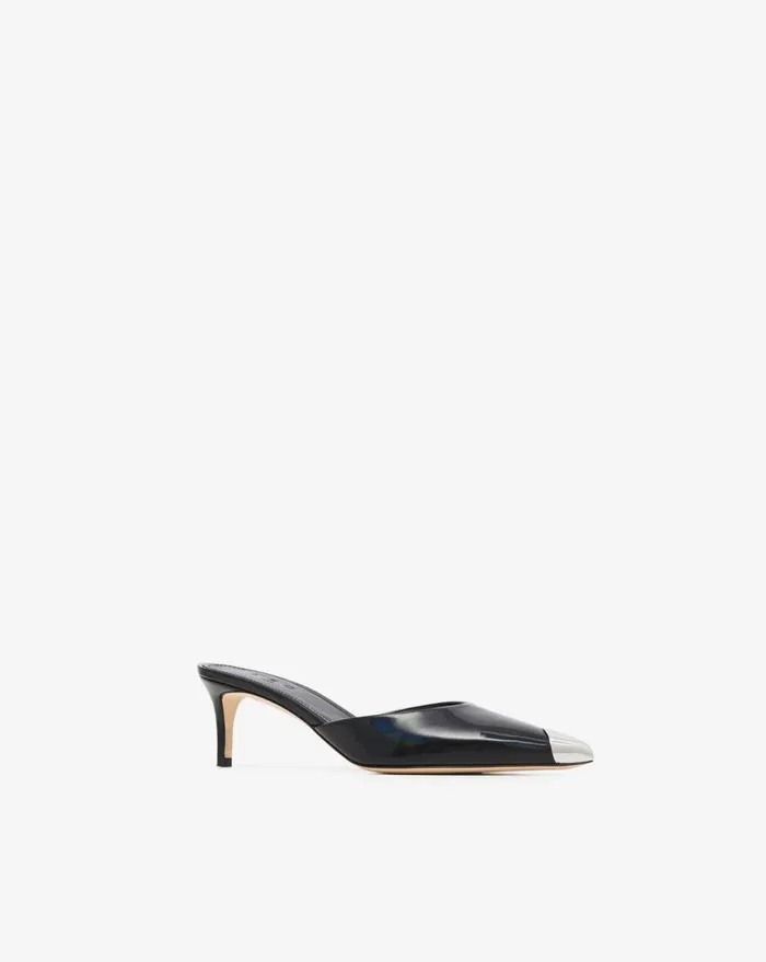 IRO KAIA VINYL MULES Black Holographic Women Sandals