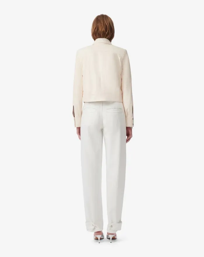 IRO KENAN CROPPED LEATHER JACKET Pearly Beige Women Jackets and Coats