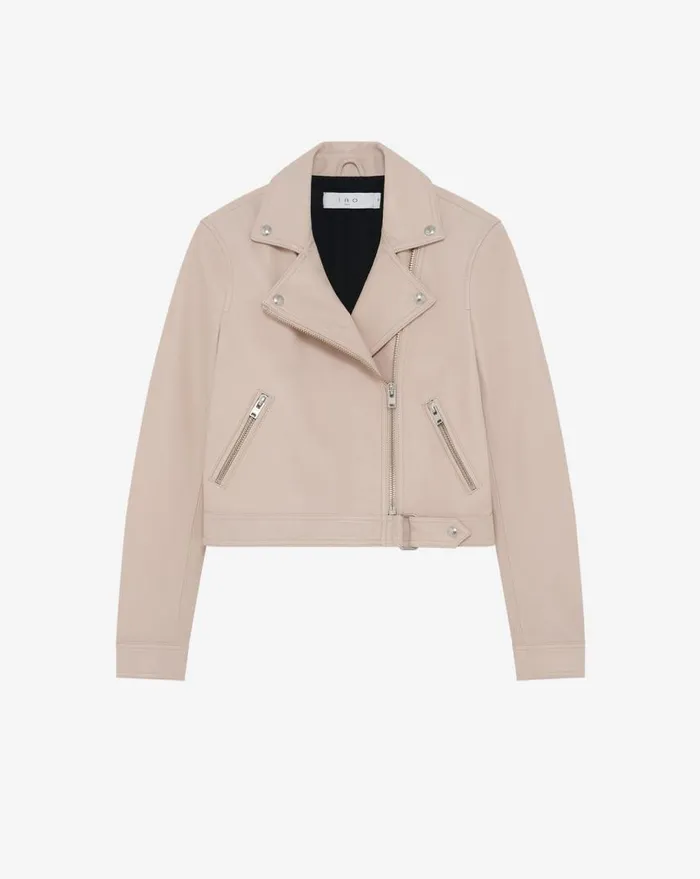 IRO KOLMAR LEATHER JACKET Light Beige Women Jackets and Coats