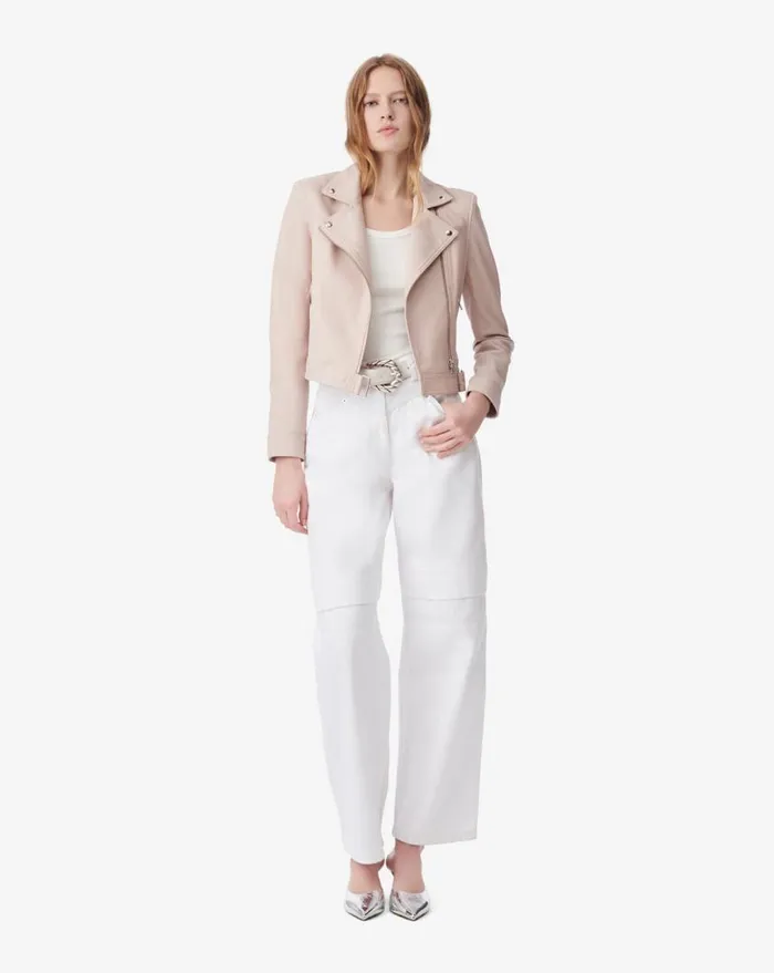 IRO KOLMAR LEATHER JACKET Light Beige Women Jackets and Coats