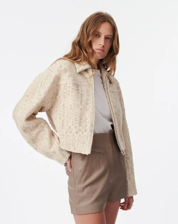 IRO LEONI CROPPED JACKET Ecruwhite Women Jackets and Coats