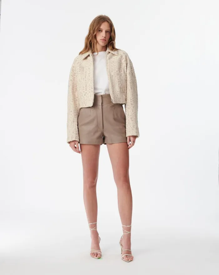 IRO LEONI CROPPED JACKET Ecruwhite Women Jackets and Coats