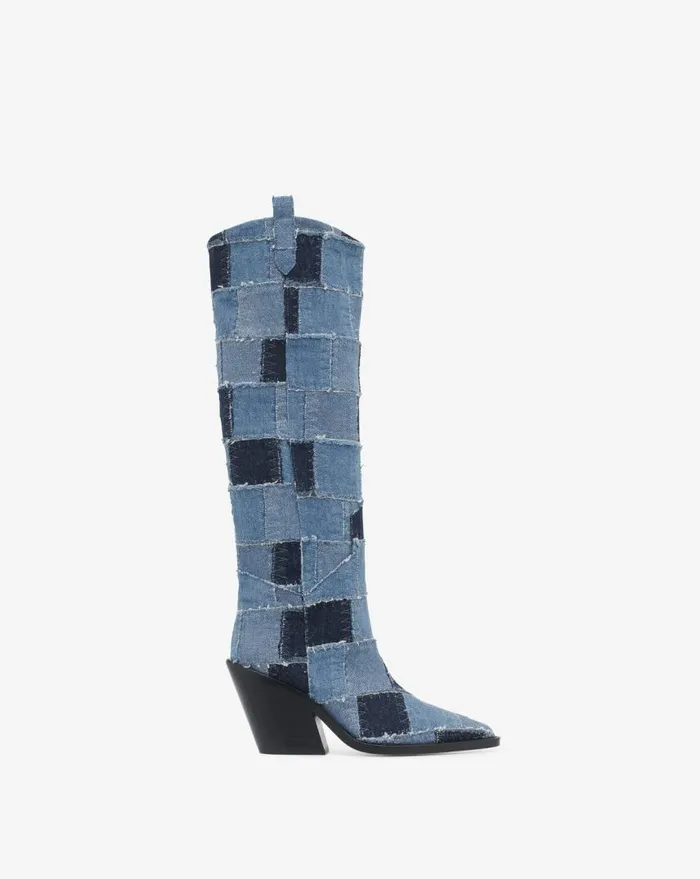 IRO MAZOLA PATCHWORK DENIM BOOTS Patchwork Denim Women Boots