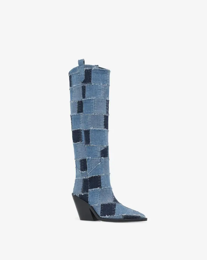 IRO MAZOLA PATCHWORK DENIM BOOTS Patchwork Denim Women Boots
