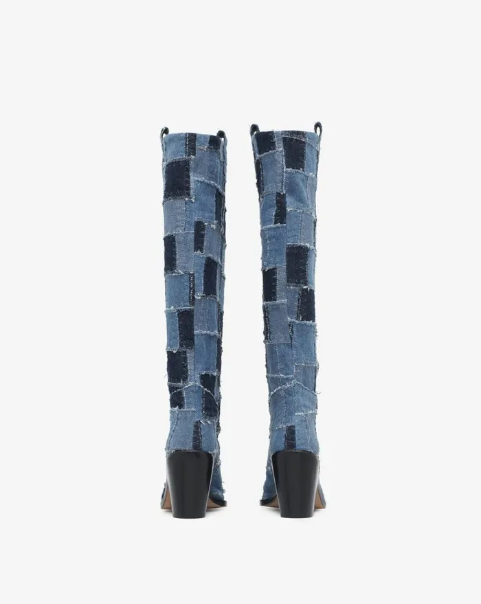 IRO MAZOLA PATCHWORK DENIM BOOTS Patchwork Denim Women Boots