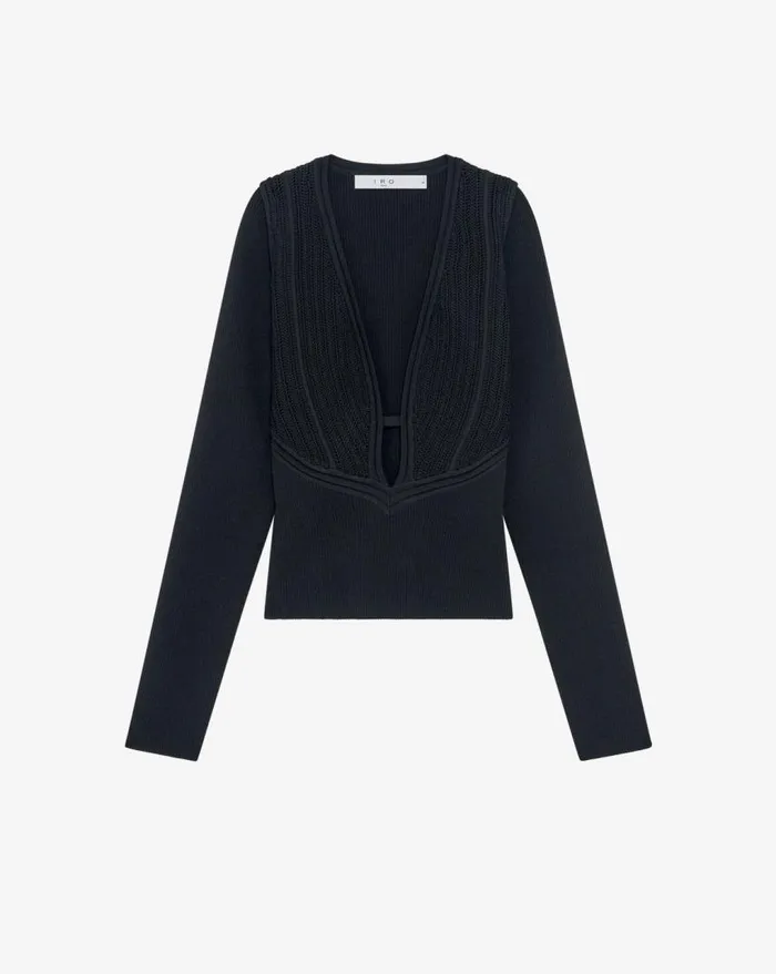 IRO NOUARA CROCHET SWEATER Black Women Knits
