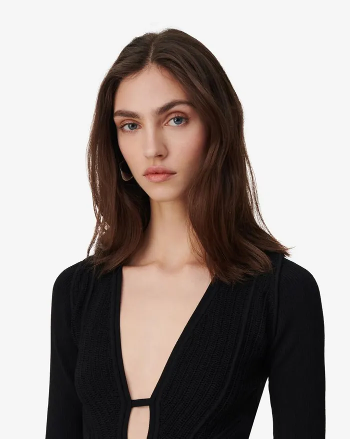 IRO NOUARA CROCHET SWEATER Black Women Knits