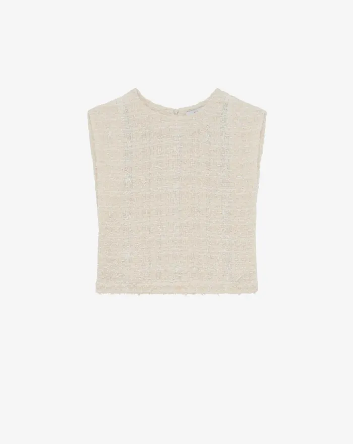 IRO OPHELYS FRINGED TWEED TOP Natural Women Tops and Shirts
