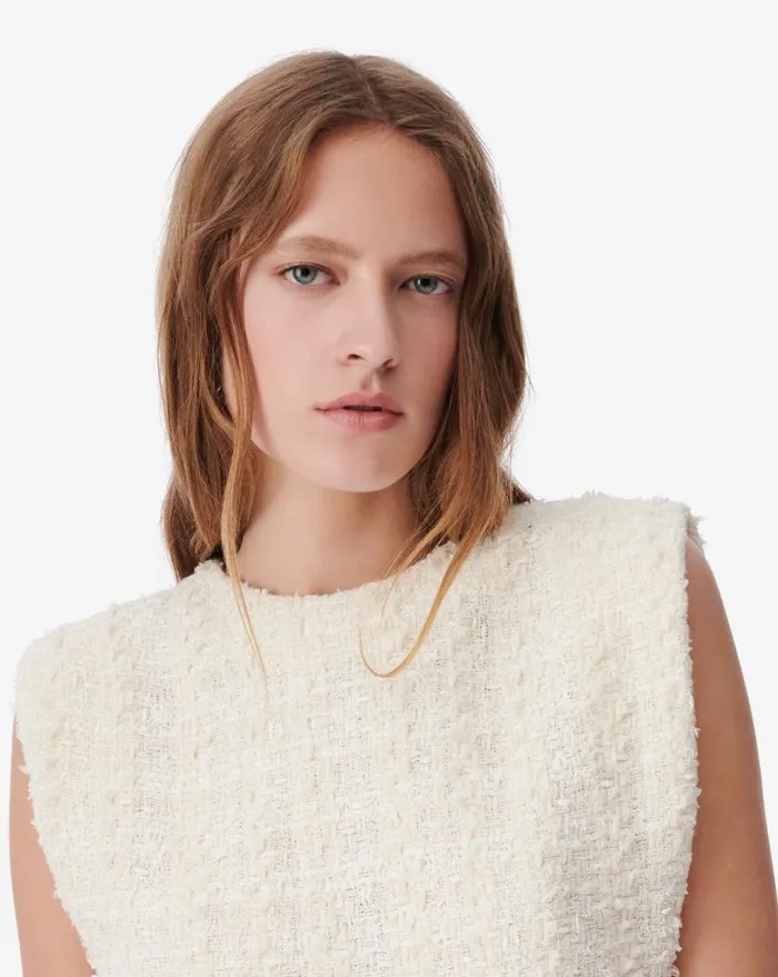 IRO OPHELYS FRINGED TWEED TOP Natural Women Tops and Shirts