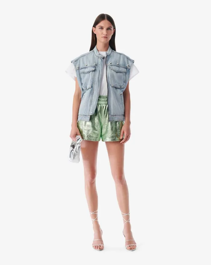 IRO ORAZIO HIGHCOLLARED DENIM VEST Blue Washed Women Jackets and Coats