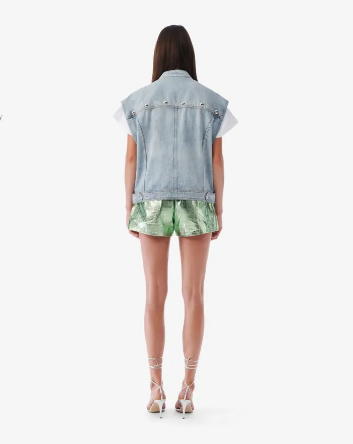 IRO ORAZIO HIGHCOLLARED DENIM VEST Blue Washed Women Jackets and Coats