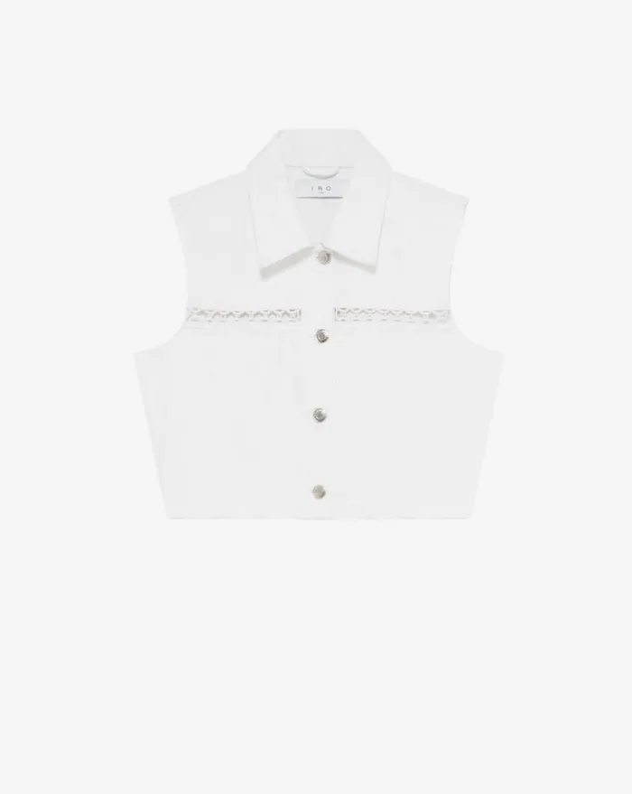 IRO REBAKA DENIM VEST Optical White Women Jackets and Coats