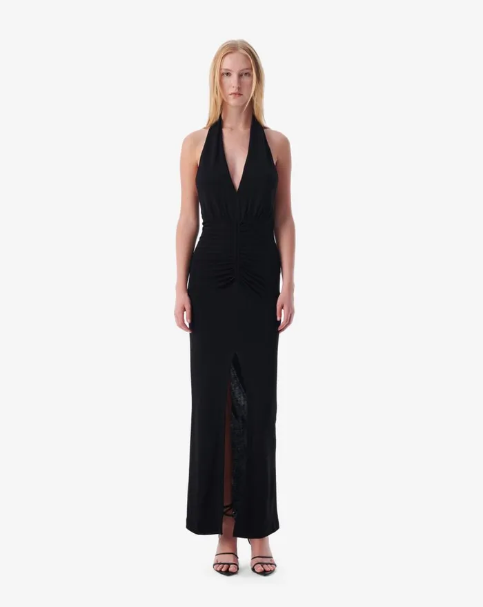 IRO RUBINI LONG BACKLESS VNECK DRESS Black Women Dresses