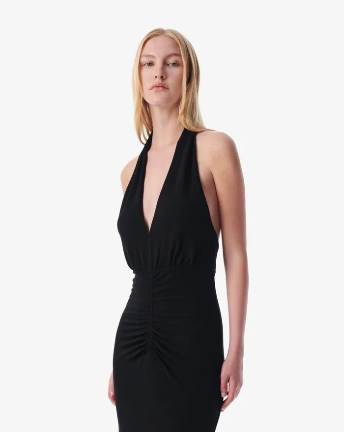 IRO RUBINI LONG BACKLESS VNECK DRESS Black Women Dresses