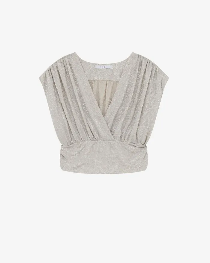 IRO STORIA VNECK LUREX JERSEY TOP Ecrusilver Women Tops and Shirts