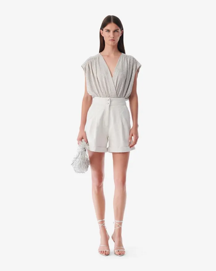 IRO STORIA VNECK LUREX JERSEY TOP Ecrusilver Women Tops and Shirts
