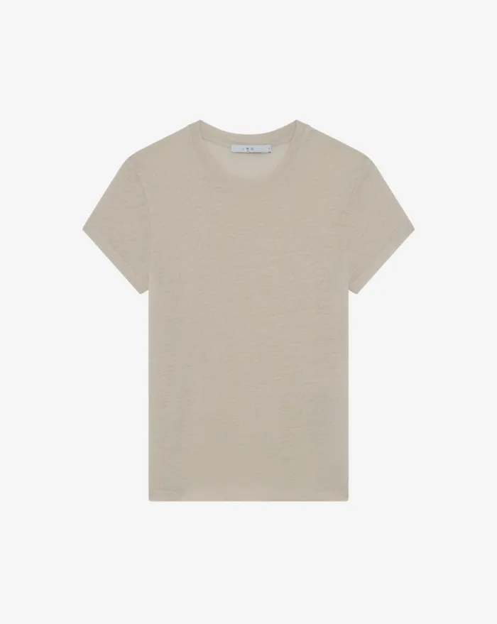 IRO THIRD ROUND NECK LINEN TSHIRT Ecru Women Tshirts