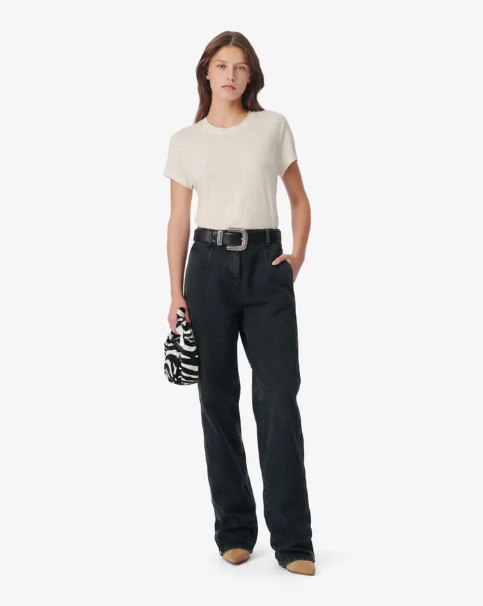 IRO THIRD ROUND NECK LINEN TSHIRT Ecru Women Tshirts