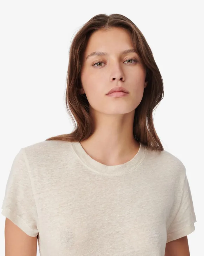 IRO THIRD ROUND NECK LINEN TSHIRT Ecru Women Tshirts