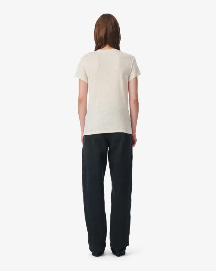 IRO THIRD ROUND NECK LINEN TSHIRT Ecru Women Tshirts
