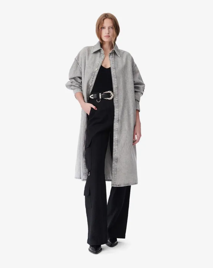 IRO TITO DENIM MAXI OVERSHIRT Grey Used Women Jackets and Coats