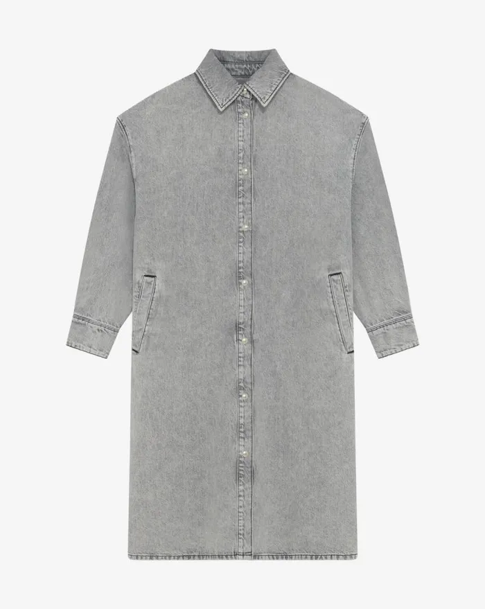 IRO TITO DENIM MAXI OVERSHIRT Grey Used Women Jackets and Coats