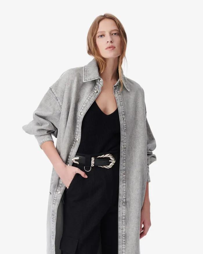 IRO TITO DENIM MAXI OVERSHIRT Grey Used Women Jackets and Coats