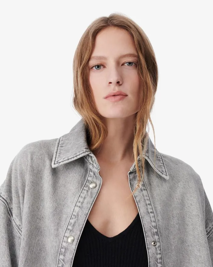 IRO TITO DENIM MAXI OVERSHIRT Grey Used Women Jackets and Coats