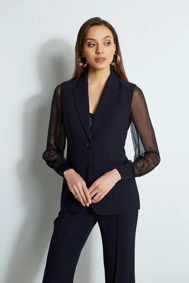 Jackets and Blazers Women Elie Tahari Chiffon Sleeve Blazer STARGAZER