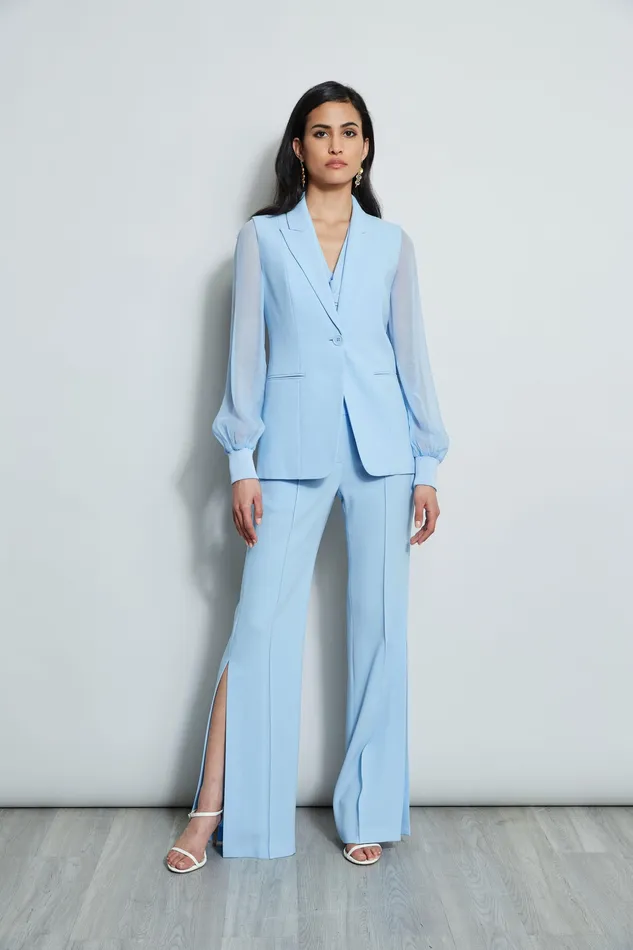 Jackets and Blazers Women Elie Tahari Chiffon Sleeve Blazer WATER BLUE