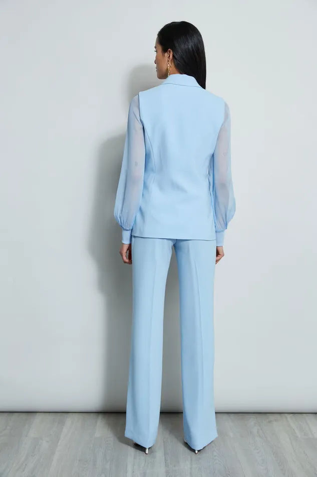 Jackets and Blazers Women Elie Tahari Chiffon Sleeve Blazer WATER BLUE