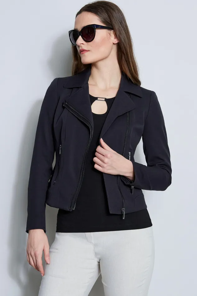Jackets and Blazers Women Elie Tahari Stretch Moto Jacket BLACK