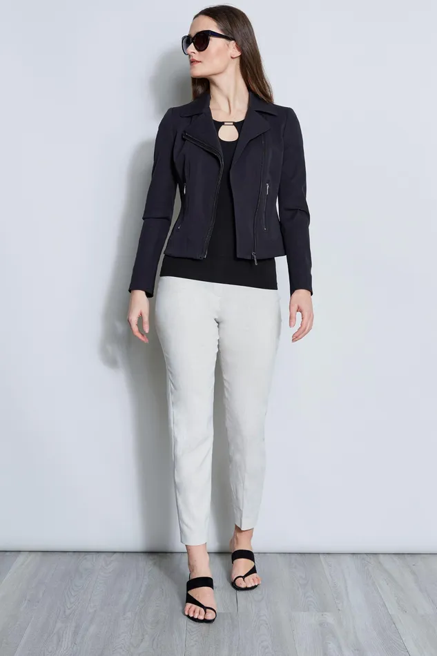 Jackets and Blazers Women Elie Tahari Stretch Moto Jacket BLACK